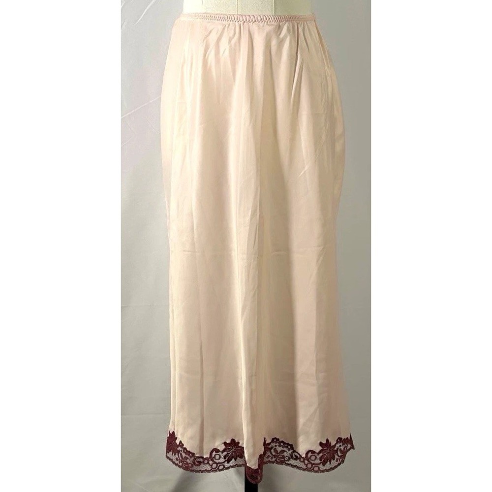 Vintage Christian Dior Paris New York Slip Skirt Lace Trim Blush Pink M 26606